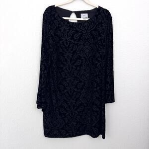 ECI New York Womens Velvet Burnout Midi Dress Size XL Whimsigoth Winter Black